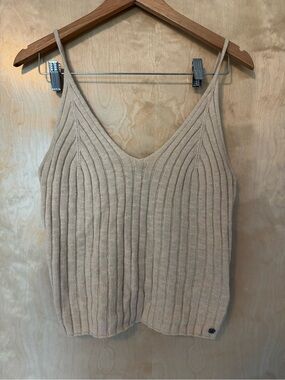 Roxy Neutral cream cropped knit tank top